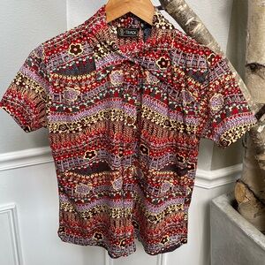 Vintage inspired Women's Multicolor Button Down Shirt